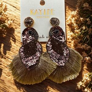 Kay Lee Seed Bead & Sequin Tassel Earrings